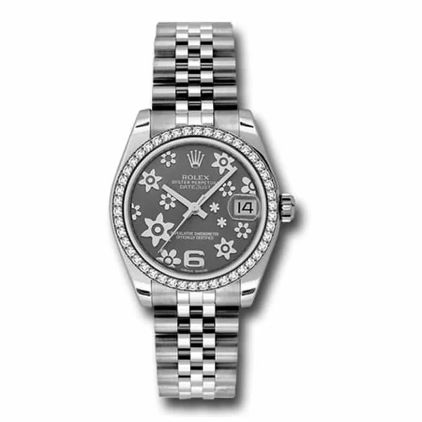 Rolex Datejust 31mm - Ref: 178384-0010 - Rhodium Grey Dial & Diamond Bezel, Stainless Steel Jubilee Bracelet Women's Watch-Rolex Yacht-Master 42mm Watch