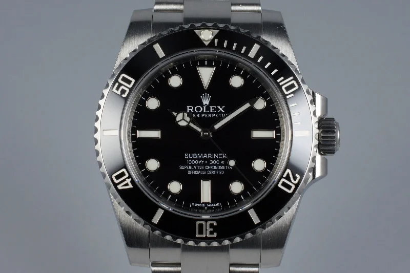 2012 Rolex Submariner 114060 with Box and Papers-Rolex Submariner 114060 No Date Black Dial Watch