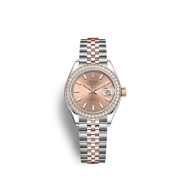 Rolex Lady-Datejust 28mm - Ref: 279381rbr-0023 - Rose Stick Dial & Diamond Bezel, Two Tone Stainless Steel & 18K Rose Gold Jubilee Bracelet Women's Watch-Rolex Day-Date 40mm Yellow Gold President Watch