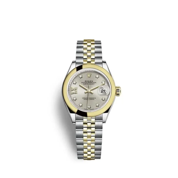 Rolex Lady-Datejust 28mm - Ref: 279163-0003 - Silver Diamond Dial, Two Tone Stainless Steel & 18K Yellow Gold Jubilee Bracelet Women's Watch-Rolex Submariner 116610LV Hulk Watch