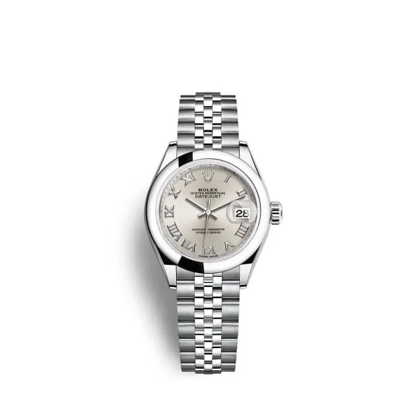 Rolex Lady-Datejust 28mm - Ref: 279160-0007 - Silver Roman Dial, Stainless Steel Jubilee Bracelet Women's Watch-Rolex Cosmograph Daytona White Dial Watch