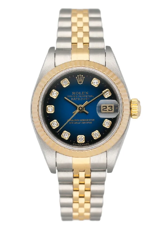 Rolex Datejust 79173 Blue Vignette Diamond Dial Ladies Watch Box Papers-Rolex Day-Date Yellow Gold Watch