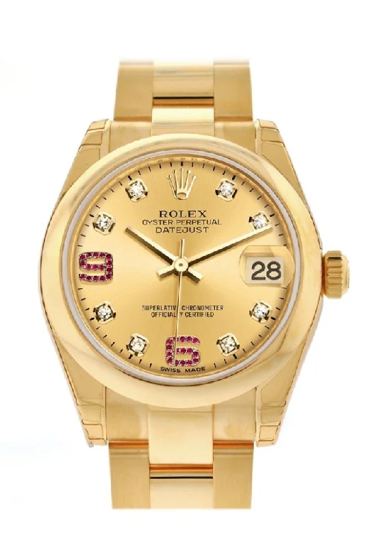 Rolex Datejust 31 Champagne Diamonds Rubies Dial 18K Yellow Gold Ladies Watch 178248 Pre-owned-Rolex Daytona 116519LN Watch